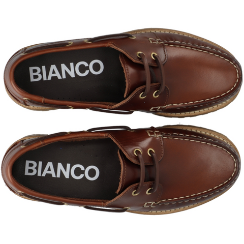 BIANCO BIACAPRI, Boat Shoe Pull Up Leather, Dark Brown