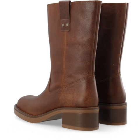 BIANCO BIAMARY, Mid Pull On Boot Pull Up Leather, Cognac