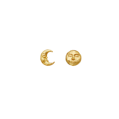 Emma_earrings_gold_a. Emma øreringe fra maanesten. i forgyldt sølv. fuldmåne og halvmåne