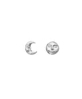 Emma_earrings_silver_a. emma øreringe fra maanesten. i sølv. ørestikker med halvmåne og fuldmåne