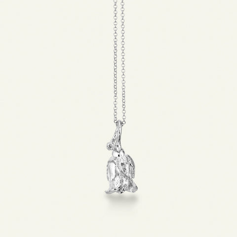 Flora Danica Rose halskæde m. vedhæng og diamant, sølv