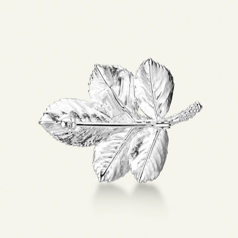 Flora Danica Rosenblad broche, sølv