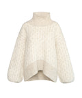 Famnewpattern_2530120416_6514_LightBeigeMelange. fam new pattern sweater light beige melange lange løse ærmer høj hals fra hést