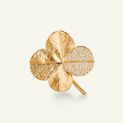Flora Danica Firkløver broche pavé forgyldt