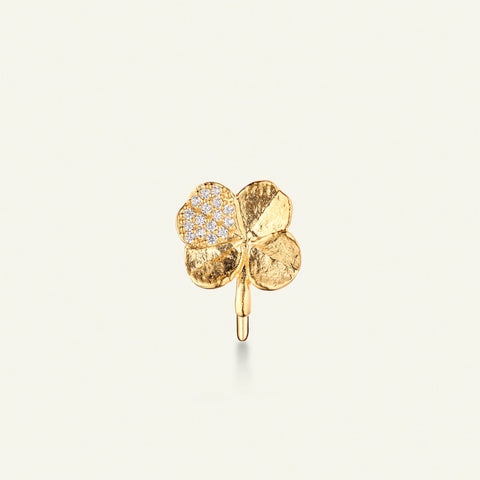 Flora Danica Firkløver ear cuff pavé forgyldt