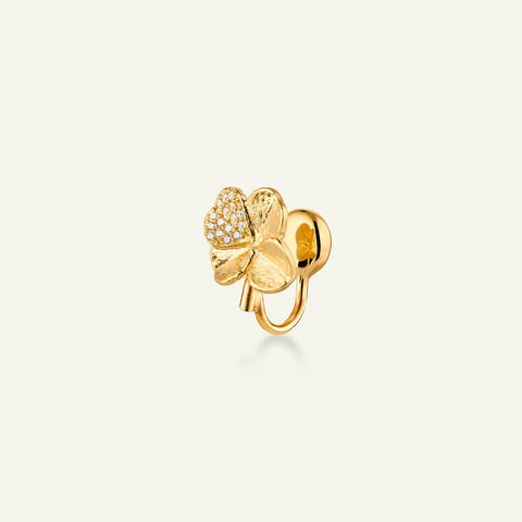 Flora Danica Firkløver ear cuff pavé forgyldt