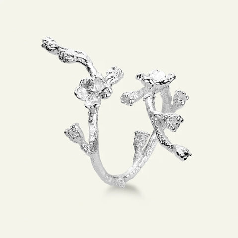 Flora Danica Forglemmigej Blomst, Statement Ring, Sølv