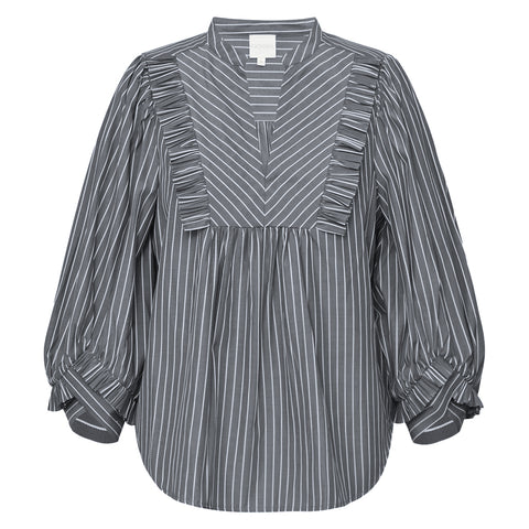 GOSSIA MeeGO Sia Bluse, Grey/White Stripes