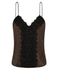 G2688-BeneGOTop-ChokoBrown-Main. flot top med blonder foran sort og brun med stropper fra  gossia. feminin og romantisk