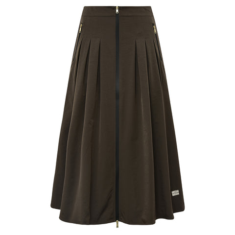 G2727-CenetteGOSkirt-Coffee-Extra0. Lang brun nederdel med lynlås fra gossia