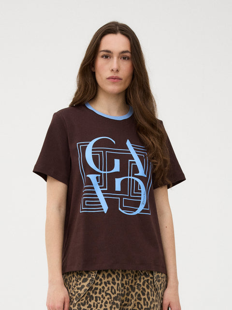 GOSSIA BasGO Tee, Chocolate/Blue Print