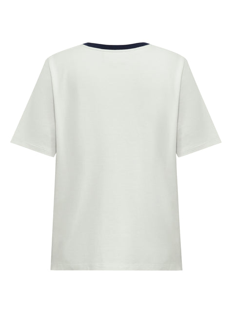 GOSSIA BasGO Tee, Off White/ Navy Print