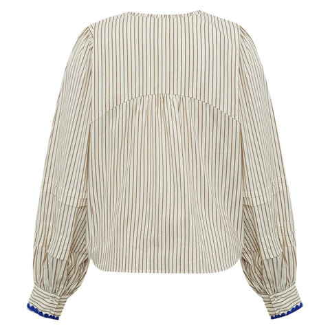 GOSSIA LuisaGo Blouse, Creme Brown Stripes