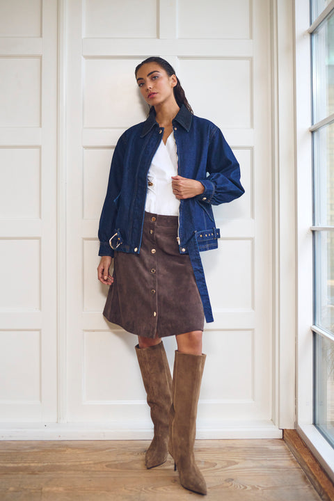 GOSSIA LaraGO Skirt, Brown Suede