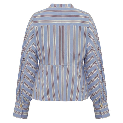 GOSSIA MieGO Blouse, Blue/Brown Stripes