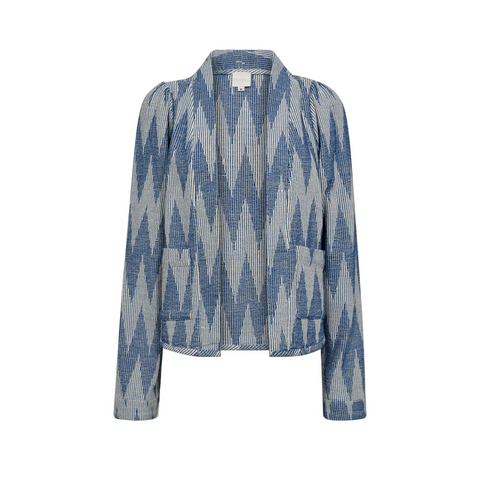 AugusteGO Jacket - Blue Jacquard er en stilfuld og elegant jakke, perfekt til både hverdagsbrug og særlige lejligheder.