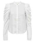 GOSSIA ElisaGO Skjorte i hvid er en klassisk og elegant skjorte med et moderne twist. Den er fremstillet i en lækker stretch-kvalitet bestående af 70 % bomuld, 27 % polyamid og 3 % elasthan, hvilket sikrer en blød og behagelig pasform med god bevægelighed.