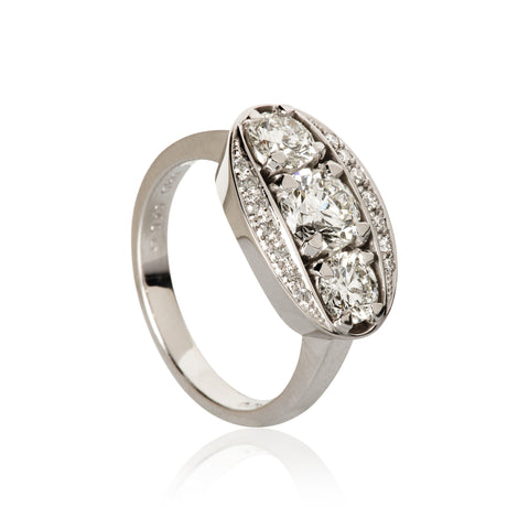 Dulong Halo Ring, hvidguld m. brillanter