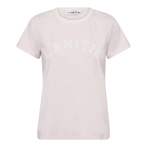 Haute L'amitié Neckline Logo Tee, Iced Rose
