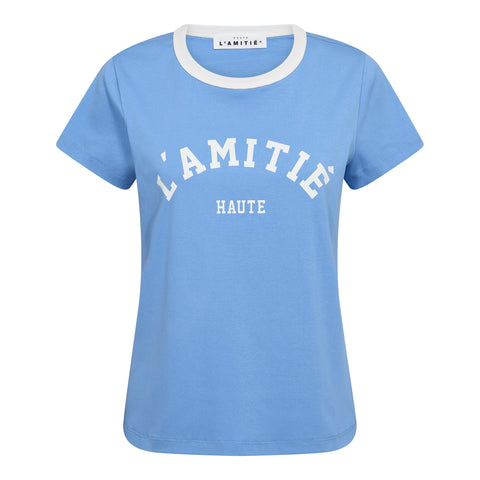 Haute L'amitié Neckline Logo Tee, New Blue/White