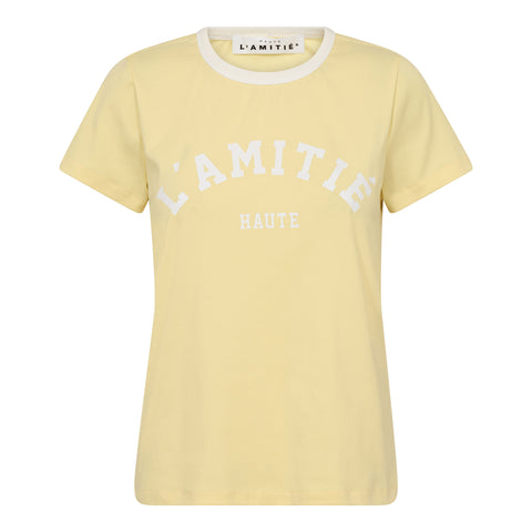 Haute L'amitié Neckline Logo Tee, Pale Yellow