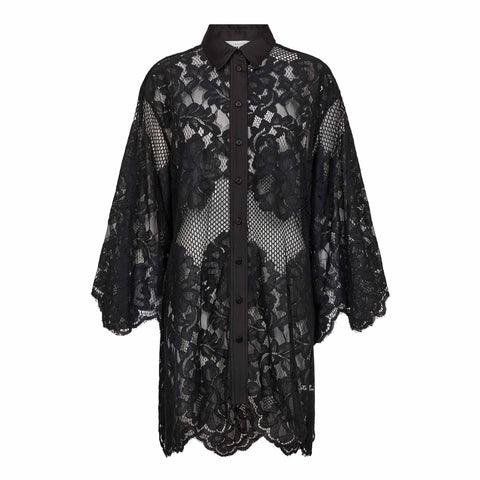 Haute L'amitié Curvey Lace Hem Midi Shirt
