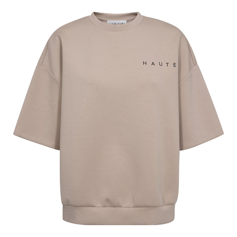 Haute L'amitié Maxi Split SS Logo Sweat - Beige