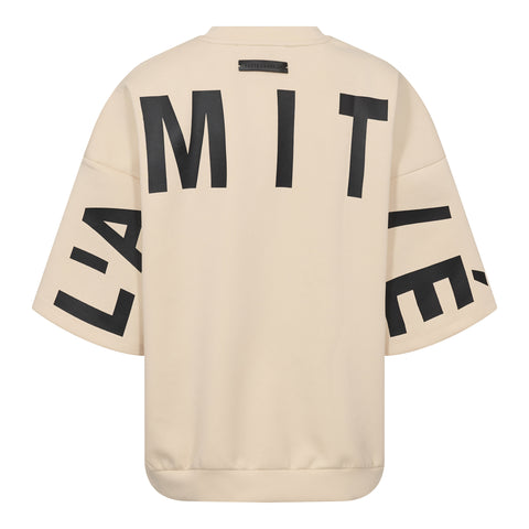 Haute L'amitié Maxi Split SS Logo Sweat, Pearl & Black