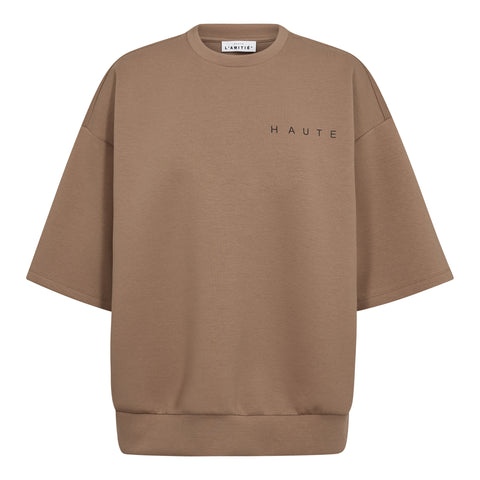 Haute L'amitié Maxi Split SS Logo Sweat - Walnut