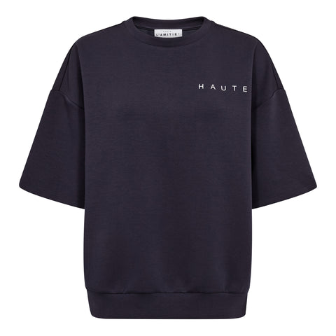 Haute L'amitié Maxi Split SS Logo Sweat - Navy