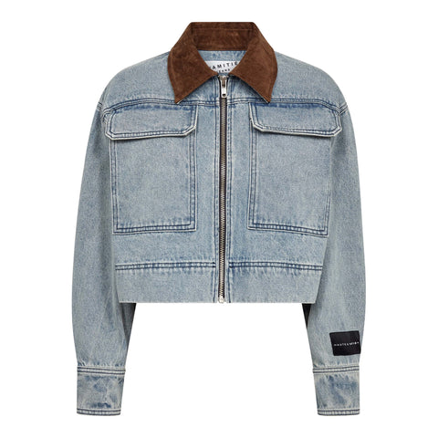 Haute L'amitié Meliza Crop Denim Jacket - Bleached Denim