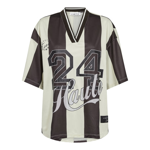Haute L'amitié 24 SS Stripe Liga Tee - Mocca Stripe