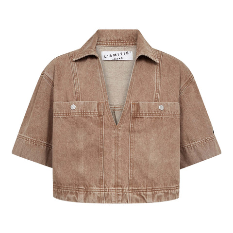 Haute L'amitié Drew Denim Top - Camel