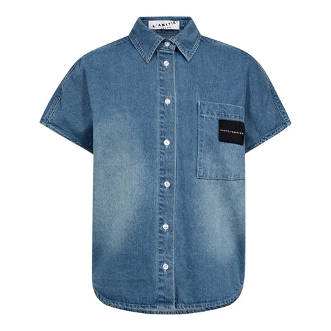 Haute L'amitié Denim NS Logo Shirt, Used Denim