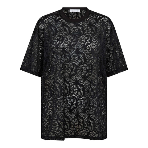 Haute L'amitié Summer Lace Loose Tee, Black