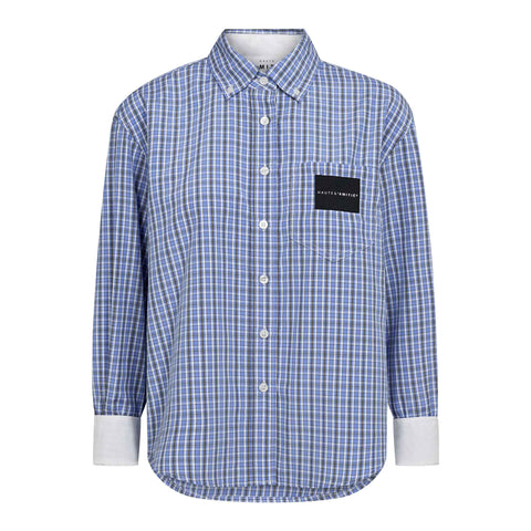 Haute Lamitie Contrast Color Check Shirt, Blue