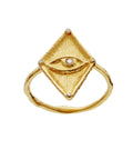 Harlekin_ring_gold_a. Harlekin ring i forgyldt sølv med zirkonia fra Maanesten. Øje