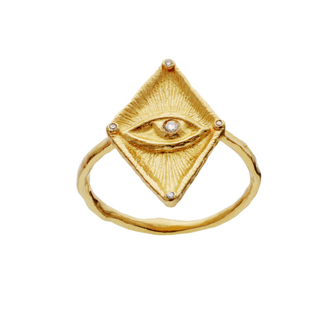 Harlekin_ring_gold_a. Harlekin ring i forgyldt sølv med zirkonia fra Maanesten. Øje