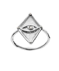 Harlekin_ring_silver_a. Harlekin ring i sølv fra Maanesten. øje med zirkonia