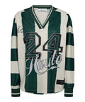Haute L'amitié Haute 24 Stribet bluse&nbsp;er en moderne og iøjnefaldende bluse, der kombinerer sporty æstetik med et feminint udtryk. Blusen er designet med brede striber i grøn og perlehvid, hvilket giver et friskt og energisk look, der skiller sig ud i hverdagsgarderoben. Den lange ærmelængde og lige pasform sikrer komfort og bevægelsesfrihed, mens den klassiske halsudskæring og medium toplængde gør den nem at style med både jeans, nederdele og sporty accessories.