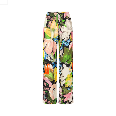 Heavy dry viscose, elasticated long pants flowers under the sun. bukser fra stine goya med blomster print
