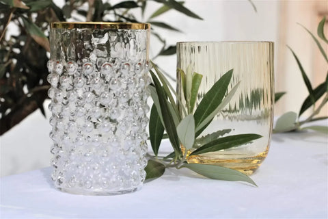 Anna Von Lipa Hobnail Glass - Crystal + Gold