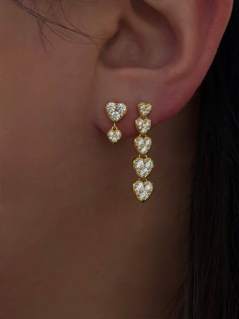 Stine A J'adore Two Petit Hearts ørering, Forgyldt sølv