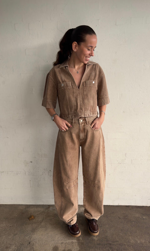 Haute L'amitié Drew Denim Top - Camel