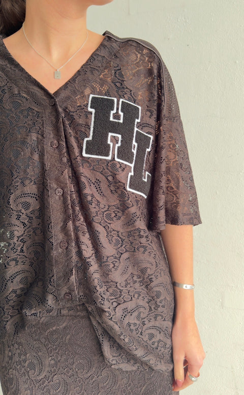 Haute L'amitié Court Lace Tee - Mocca