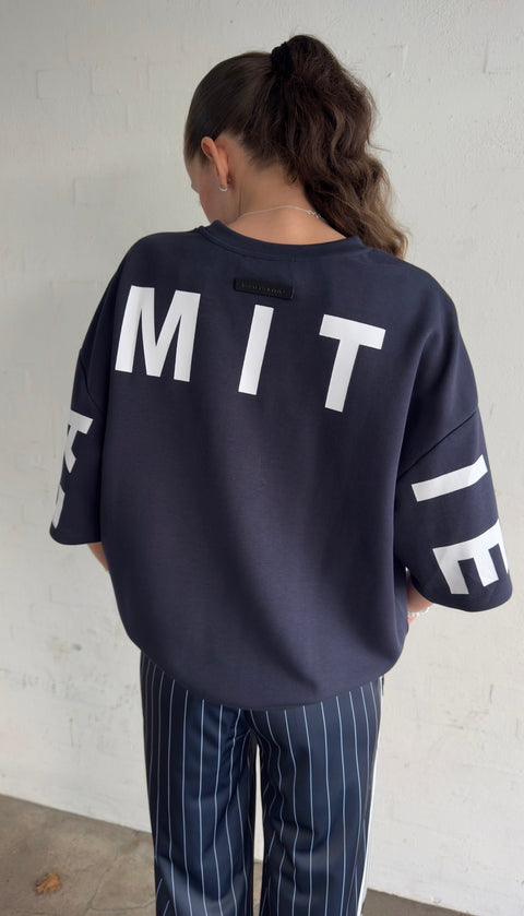 Haute L'amitié Maxi Split SS Logo Sweat - Navy