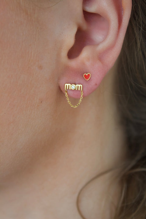 Stine A Wow Mom Mini With Chain ørering, Forgyldt sølv