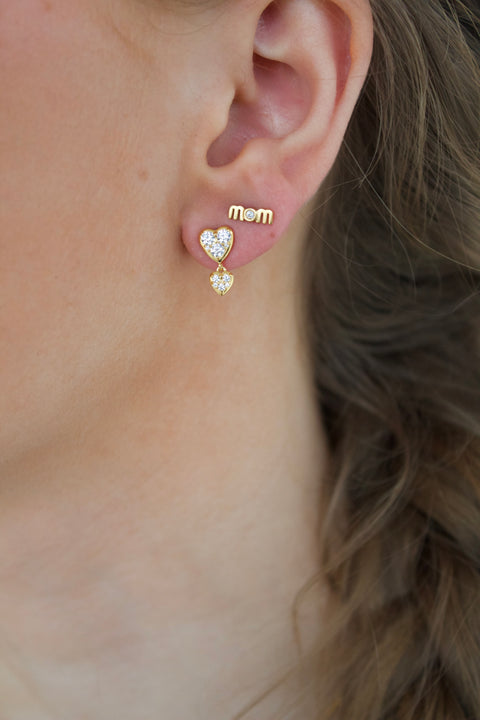 Stine A J'adore Two Petit Hearts ørering, Forgyldt sølv