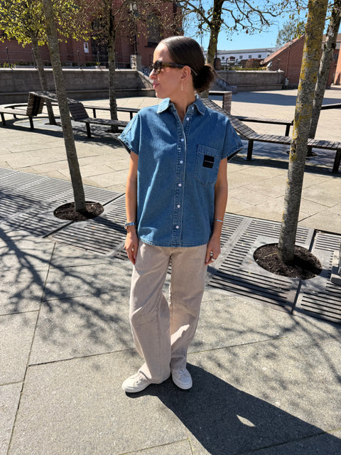 Haute L'amitié Denim NS Logo Shirt, Used Denim