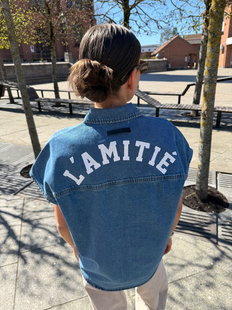 Haute L'amitié Denim NS Logo Shirt, Used Denim